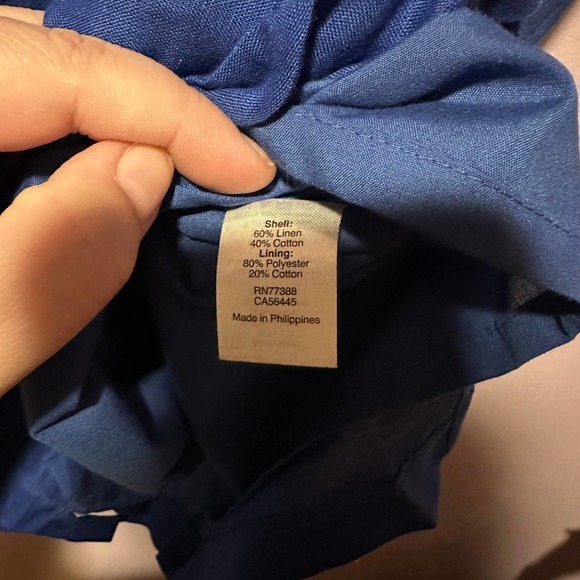 2/$30 J Crew Linen Shift Dress Womens XXS Blue Coastal New England Resort Beach - Picture 6 of 9